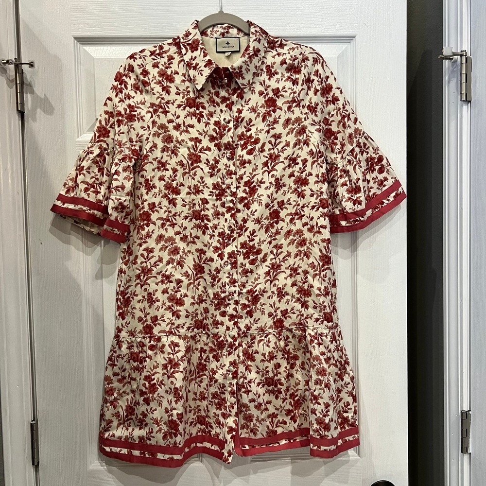 Tuckernuck Mini Dress Viscose Linen Floral Woven Preppy Cottagecore Feminine XS